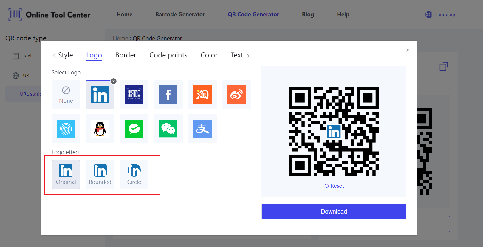 випадковий код qr для LinkedI