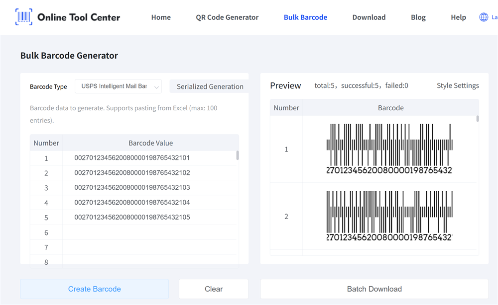 bulk impb barcode generator генератор штрих-кодів IMB