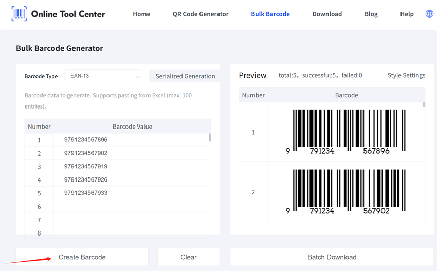 bulk generating EAN barcodes масове генерування штрих-кодів EAN