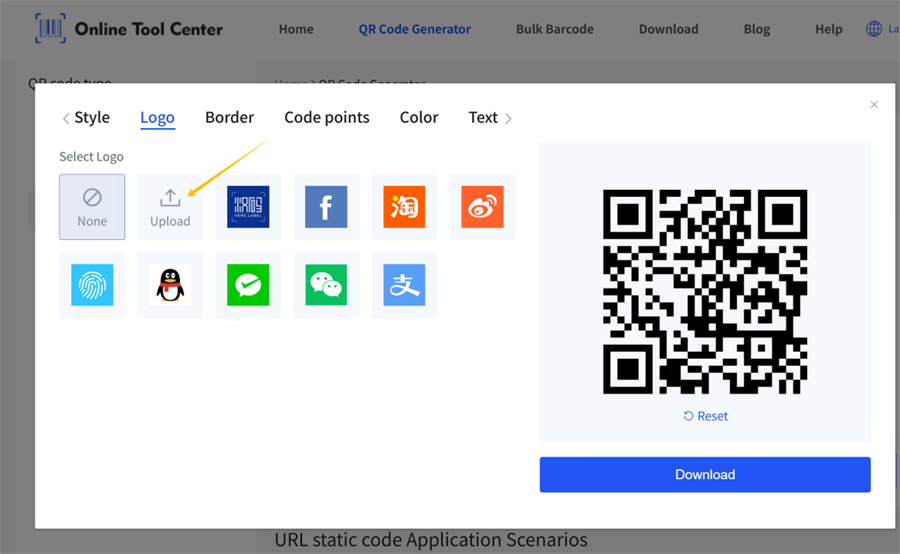 завантажити логотип в генератор QR-кодів