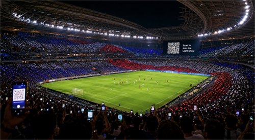 World Cup QR code light show Кубок світу QR код світло шоу