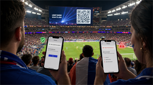 scan qr code at a world cup match Сканіруйте QR-код на матчі Кубка світу