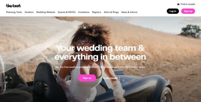 The Knot website Веб-сайт Knot